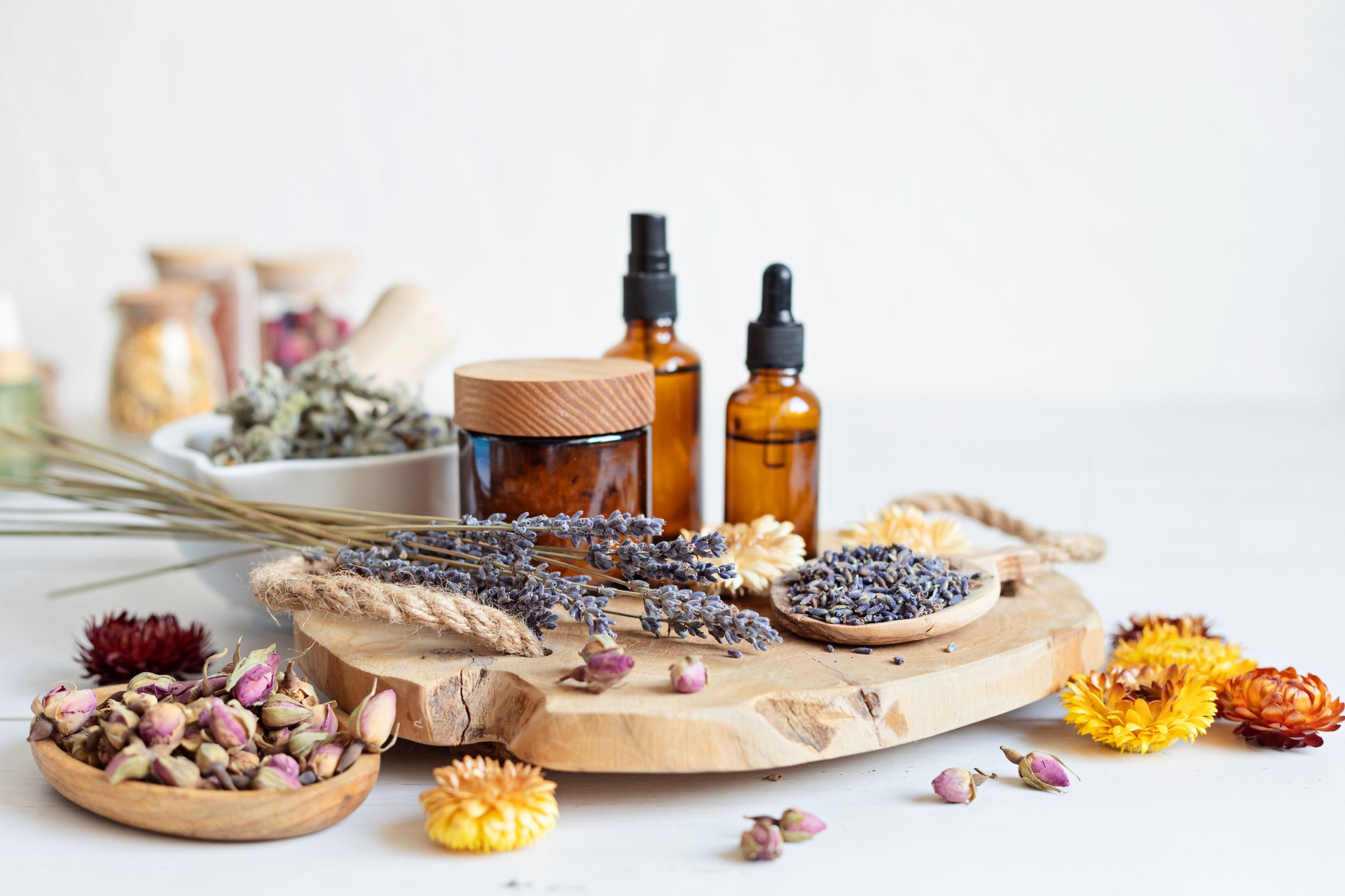 Botanical blends, herbs, essencial oils for naturopathy
